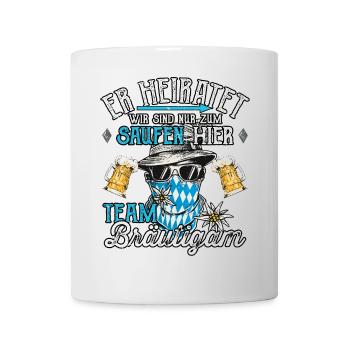 JGA Männer T-Shirt Team Bräutigam Poltern Polterer - Tasse - Weiß - Vorne