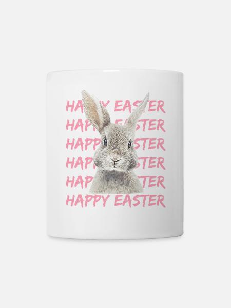 Pastellhase mit Easter-Muster - Tasse - Weiß