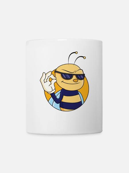 OK Zeichen Biene - Tasse - Weiß