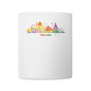 Dresden Skyline Bunt Dresdener Frauenkirche - Tasse - Weiß - Vorne
