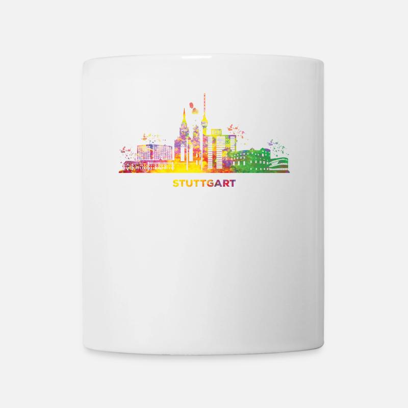 Stuttgart Skyline Bunt Stuttgarter Fernsehturm - Tasse - Weiß