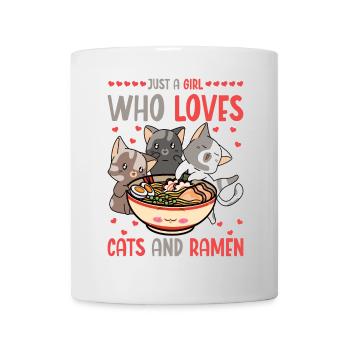 Ramen und Katzen Ramennudeln Nudelsuppe - Tasse - Weiß - Vorne