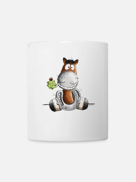 Cheval chanceux I Cheval Fer à cheval Lucky Shamrock - Mug blanc - blanc