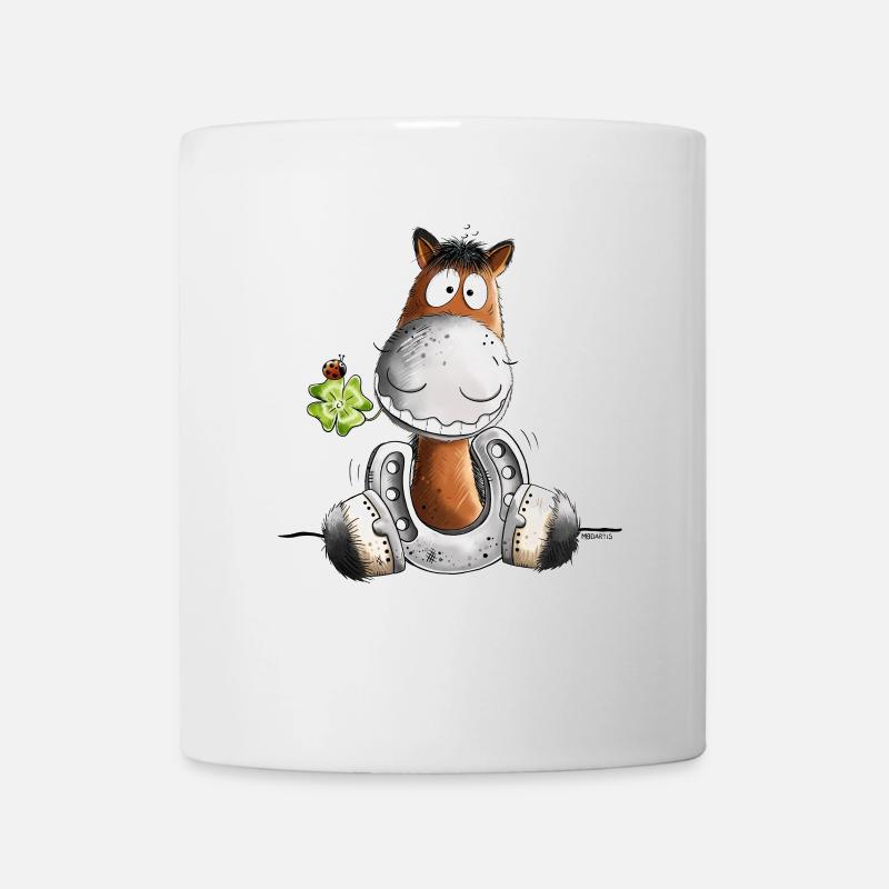 Cheval chanceux I Cheval Fer à cheval Lucky Shamrock - Mug blanc - blanc