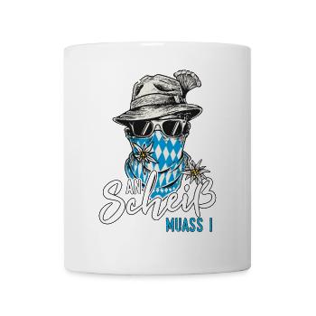 T-Shirt Herren Trachtenshirt bayrisch - Tasse - Weiß - Vorne