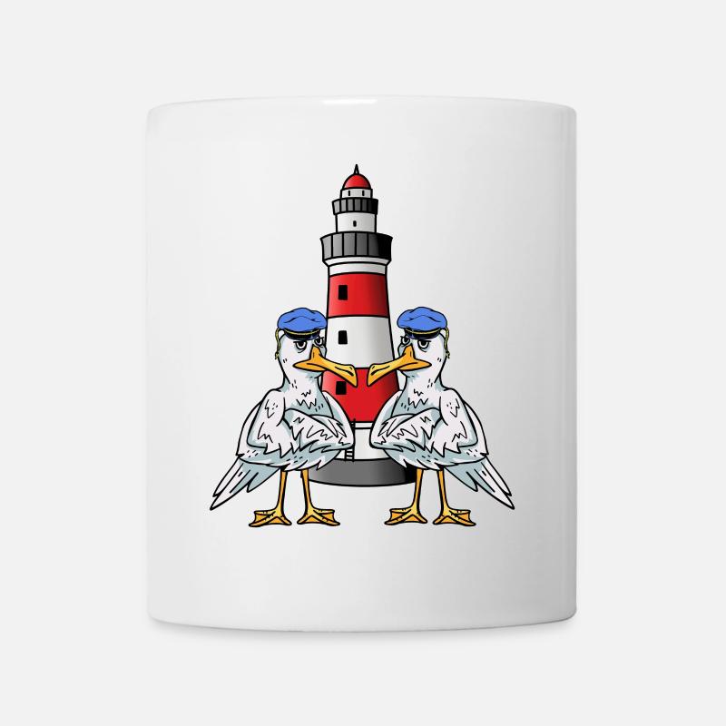 Maritim Möwen Seevögel Leuchtturm Küste Seevogel - Tasse - Weiß
