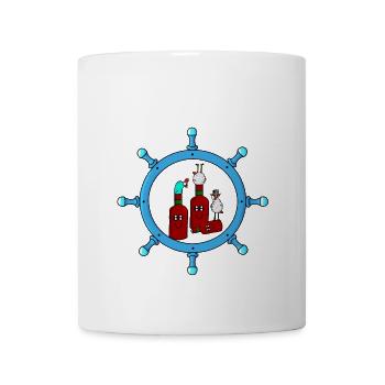 Maritim Seemann Hühner Bier Party Steuerrad - Tasse - Weiß - Vorne