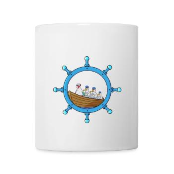 Maritim Steuerrad Oma Huhn Seenot Ruderboot - Tasse - Weiß - Vorne