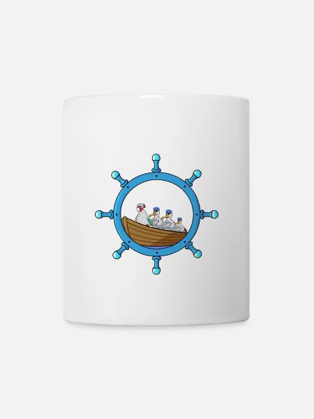 Maritime Steering Wheel Grandma Chicken Distress Rowing Boat - Mug - white