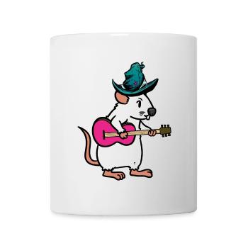 Nager Ratte Maus Musiker Gitarre Musik Kinder Kind - Tasse - Weiß - Vorne
