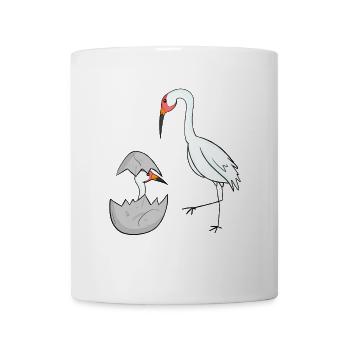 Kranich mit Baby Kranich - Tasse - Weiß - Vorne