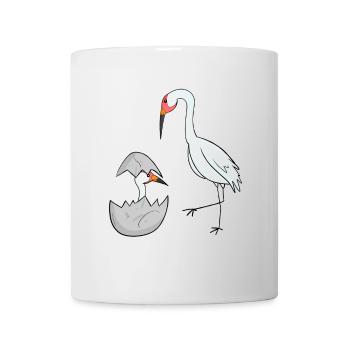 Grue avec grue pour bébé - Mug blanc - blanc - Devant