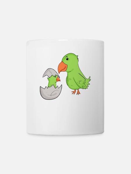 Papagei mit Baby Papagei - Tasse - Weiß