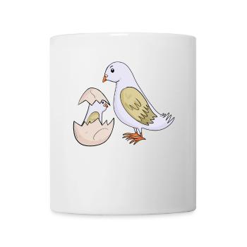 Pigeon avec bébé pigeon - Mug blanc - blanc - Devant