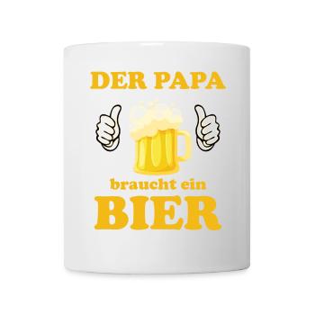 Der PAPA braucht ein Bier, zum Grillen Gartenparty - Tasse - Weiß - Vorne