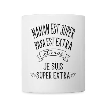 Maman est super et papa est extra bébé super extra - Mug blanc - blanc - Devant