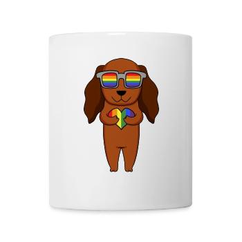 Chien LGBT Teckel Arc-en-ciel - Mug blanc - blanc - Devant