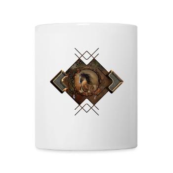 Beautiful steampunk horse with cape and gears - Mug - white - Front