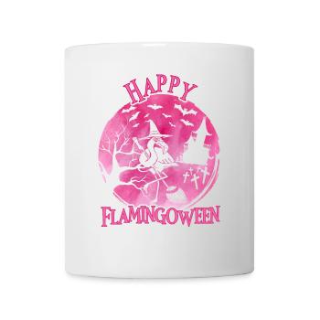 Flamingoween Flamingo avec balai - Mug blanc - blanc - Devant
