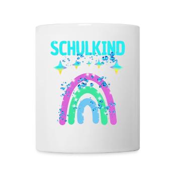 Schulkind Glitzer Regenbogen Einschulung - Tasse - Weiß - Vorne