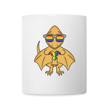LGBT Tier Dinosaurier Regenbogen Herz - Tasse - Weiß - Vorne