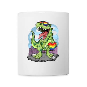 LGBT Tier Dinosaurier Regenbogen Herz - Tasse - Weiß - Vorne