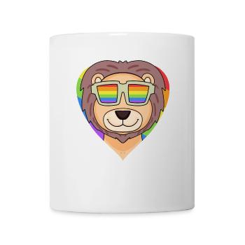 LGBT Animal Lion Rainbow Heart - Mug - white - Front