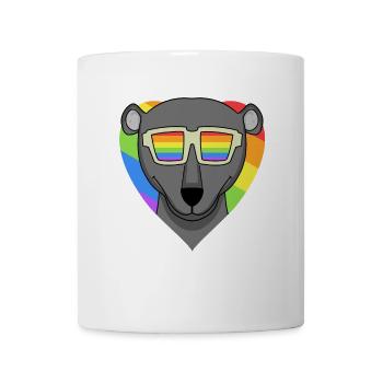 LGBT Animal Black Panther Rainbow Heart - Mug blanc - blanc - Devant