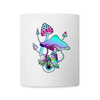 Zauberpilze Goa Psy Trance Pilz Augen Kunst - Tasse - Weiß - Vorne
