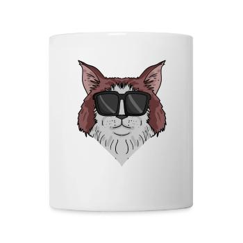 Maine-Coon Cat avec lunettes de soleil - Mug blanc - blanc - Devant