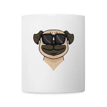 Mops Hund mit Sonnenbrille - Tasse - Weiß - Vorne