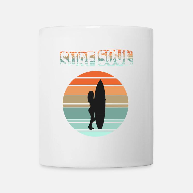 Surfer silhouette with sunset - Mug - white