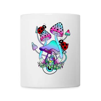 Magic Mushrooms Marienkäfer Psychedelic Pilzkunst - Tasse - Weiß - Vorne