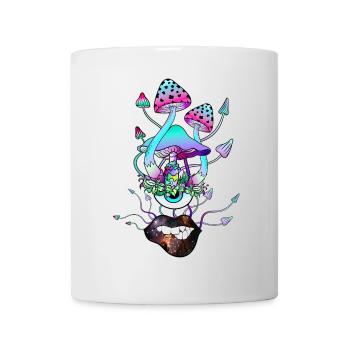 Zauberpilze mit sexy Lippen Pilz Gesicht - Tasse - Weiß - Vorne