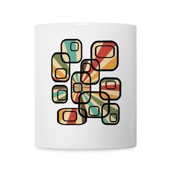 70s wallpaper pattern cuboid retro pattern - Mug - white - Front