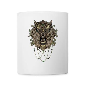 Elegante Eule mit Totenkopf - Tasse - Weiß - Vorne