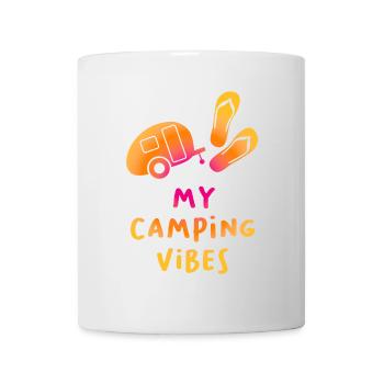 Camping Vibes Citation Histoire Tongs Fan Caravane - Mug blanc - blanc - Devant