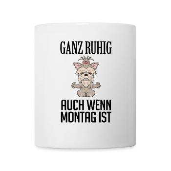 Montag Spruch Yoga - Yorkshire Terrier - Tasse - Weiß - Vorne