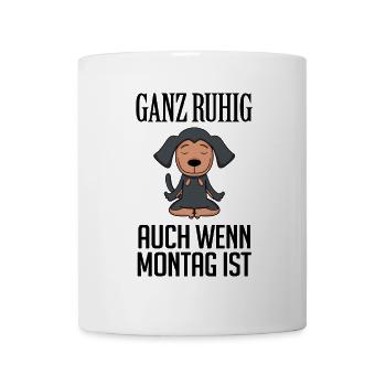 Montag Spruch Yoga - Coonhound - Tasse - Weiß - Vorne