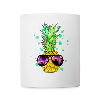 Ananas avec lunettes de soleil tropical cool - Mug blanc - blanc - Devant
