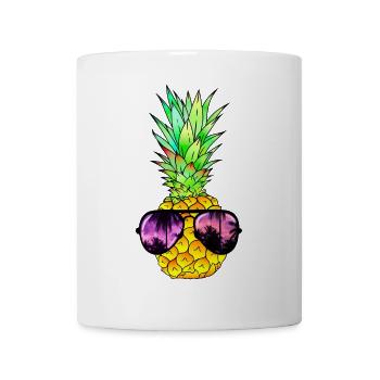 ananas frais avec lunettes de soleil - Mug blanc - blanc - Devant