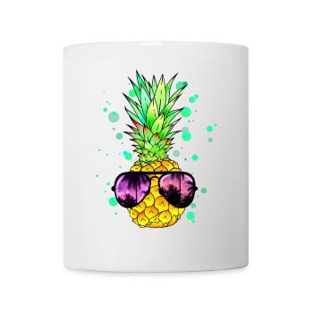 Ananas avec lunettes de soleil de plage fraîches - Mug blanc - blanc - Devant