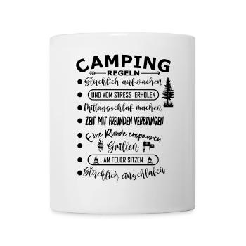 Camping Regeln Lustige Aktivitäten liste - Tasse - Weiß - Vorne