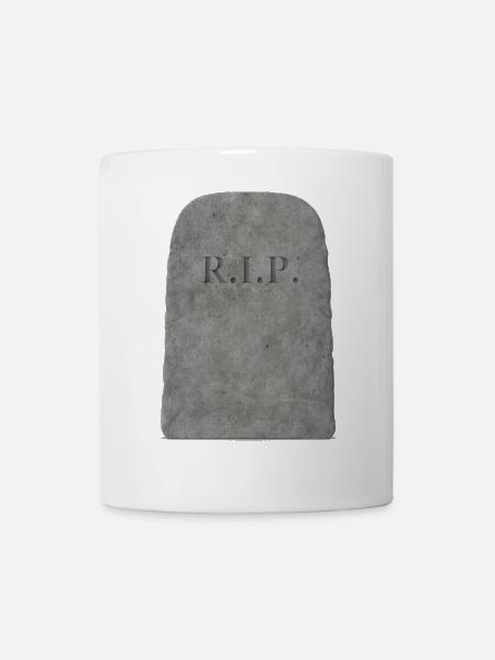 Engraving stone, gravestone with R.I.P. lettering - Mug - white