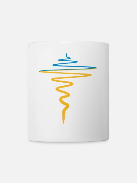 Ukraine Flagge Herzschlag Puls - Tasse - Weiß