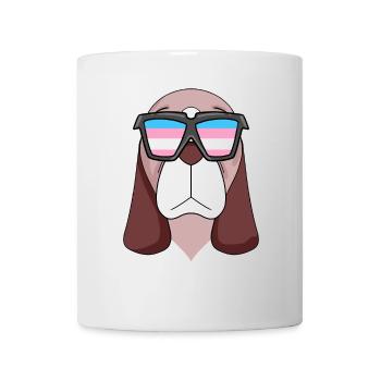 Transgender Basset Hound Dog - Dog with Glasses - Mug - white - Front