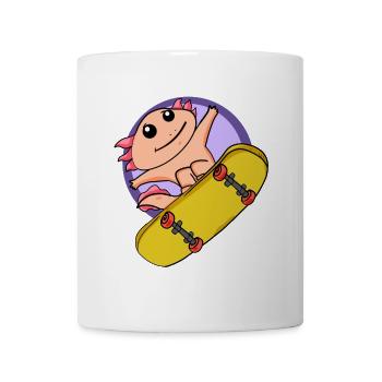 Axolotl en tant que patineur avec skateboard - Mug blanc - blanc - Devant