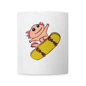 Axolotl en tant que patineur avec skateboard - Mug blanc - blanc - Devant