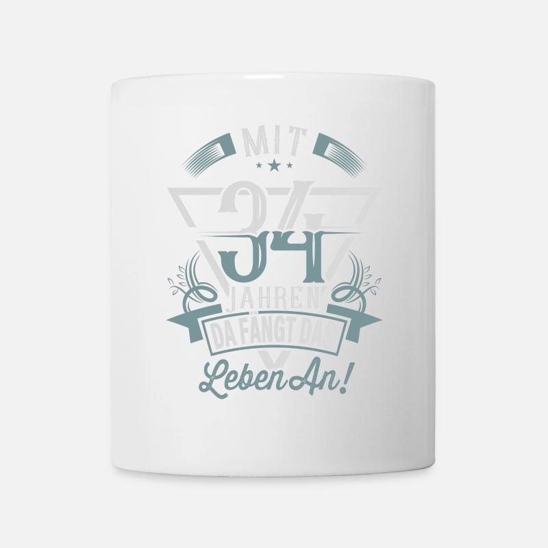 34. Geburtstag Da Fängt Das Leben An - Tasse - Weiß