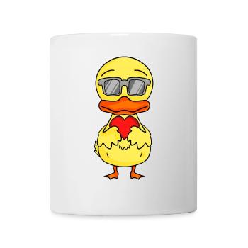 Canard avec lunettes de soleil et cœur - Mug blanc - blanc - Devant